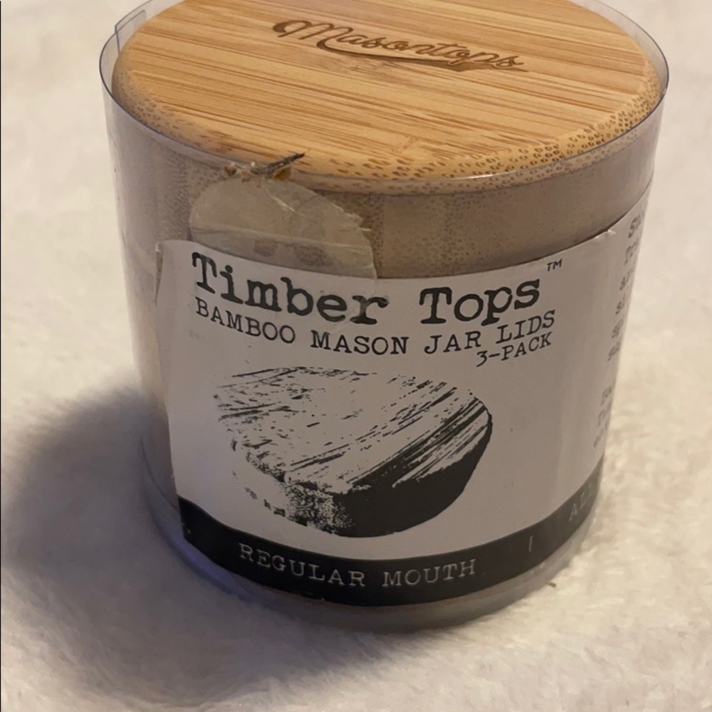 NEW UNUSED BAMBOO MASON JAR LIDS 3 PACK